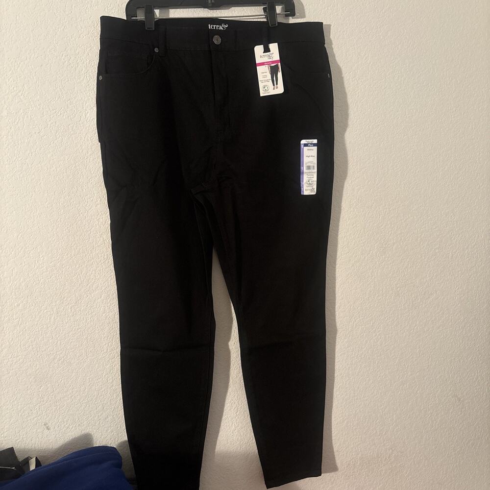 Terra & Sky Women High Rise TS Core Skinny Jeans Stretch 18W Black Stretch